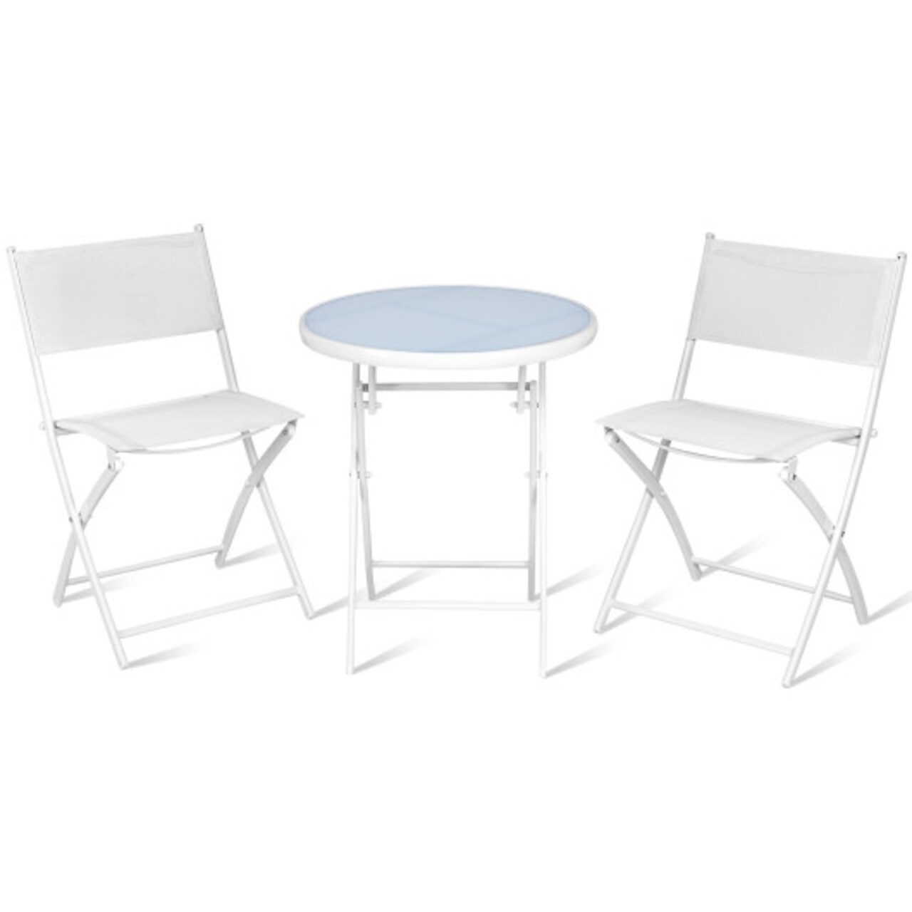 3-Piece Patio Bistro Set Folding Table and 2 Chairs Balcony Outdoor Furniture
